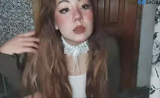 Erotic girl teasing with her massive dildo and blowjob skills