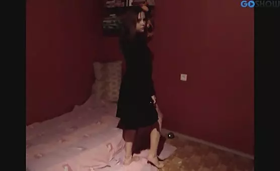 Horny Woman in Darkness Stimulates Herself